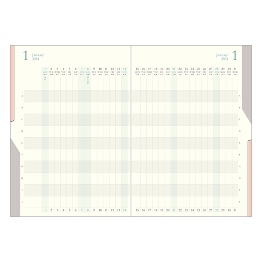 Midori 2024 Double Schedule B6: Progress (2 Colours)