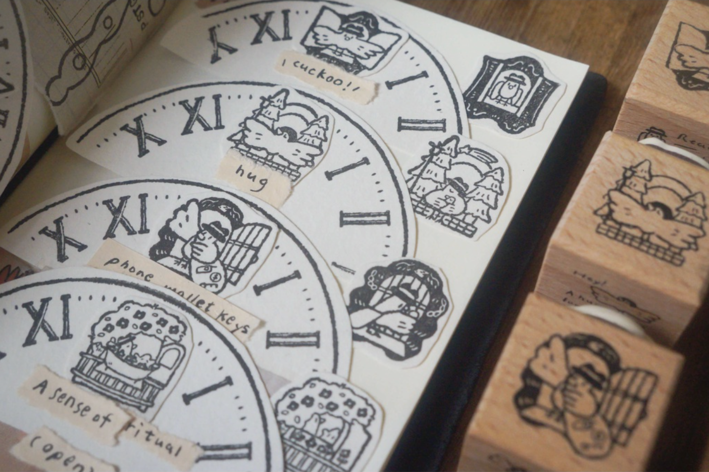 Yamadoro Components of the Clock Rubber Stamps (3 designs)