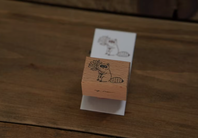 Ivy Snow Raccoon Rubber Stamp