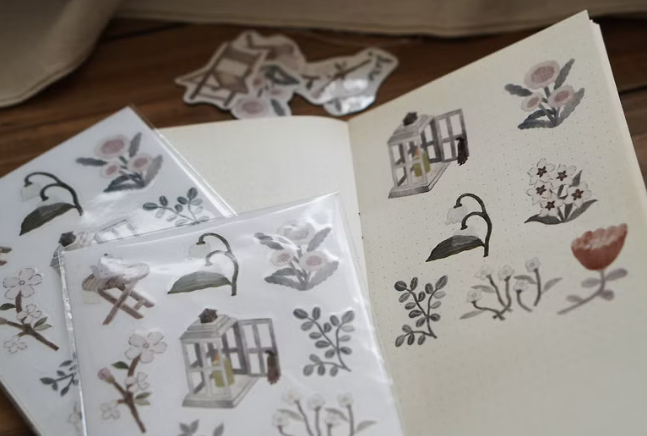 Ivy Snow Afternoon Garden Rub-On Stickers