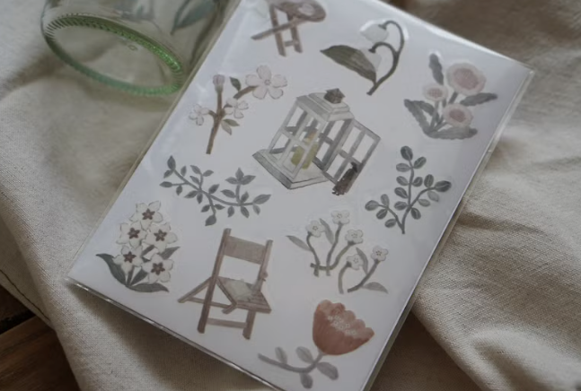 Ivy Snow Afternoon Garden Rub-On Stickers