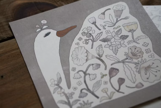 Ivy Snow Swan's Garden Postcard
