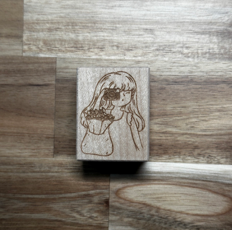 Camera Girl Rubber Stamp