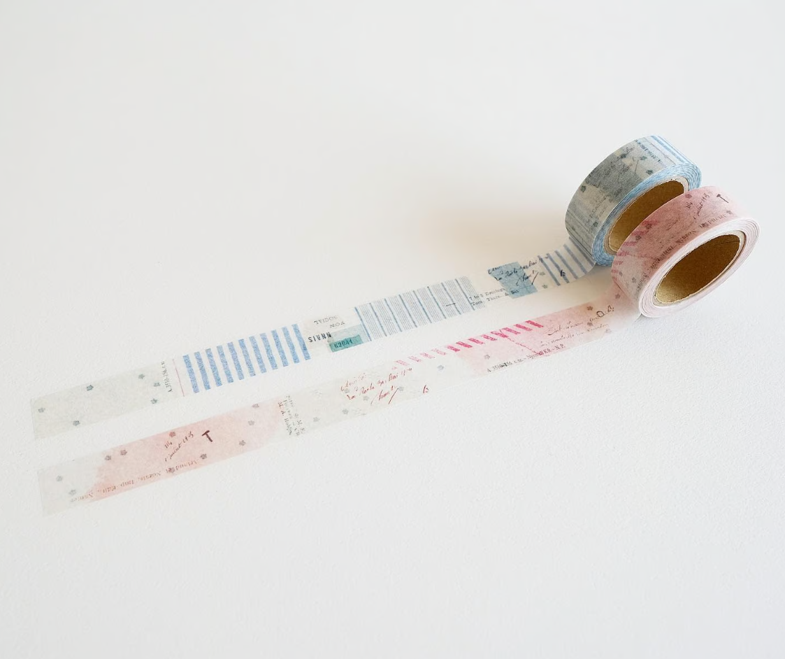 Yohaku Original Washi Tape- (YC-018)Check & Stripe Winter Gift: Fuyunohoshi