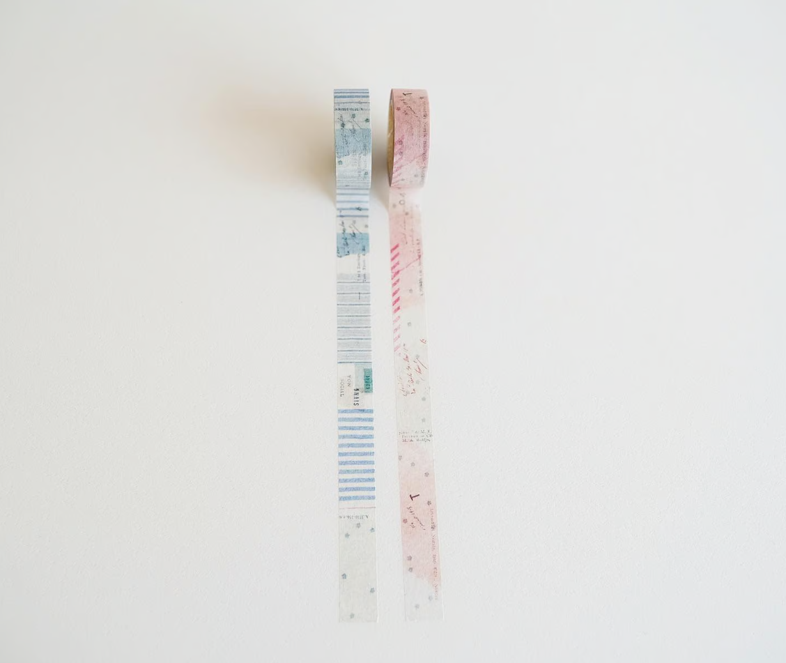 Yohaku Original Washi Tape- (YC-018)Check & Stripe Winter Gift: Fuyunohoshi