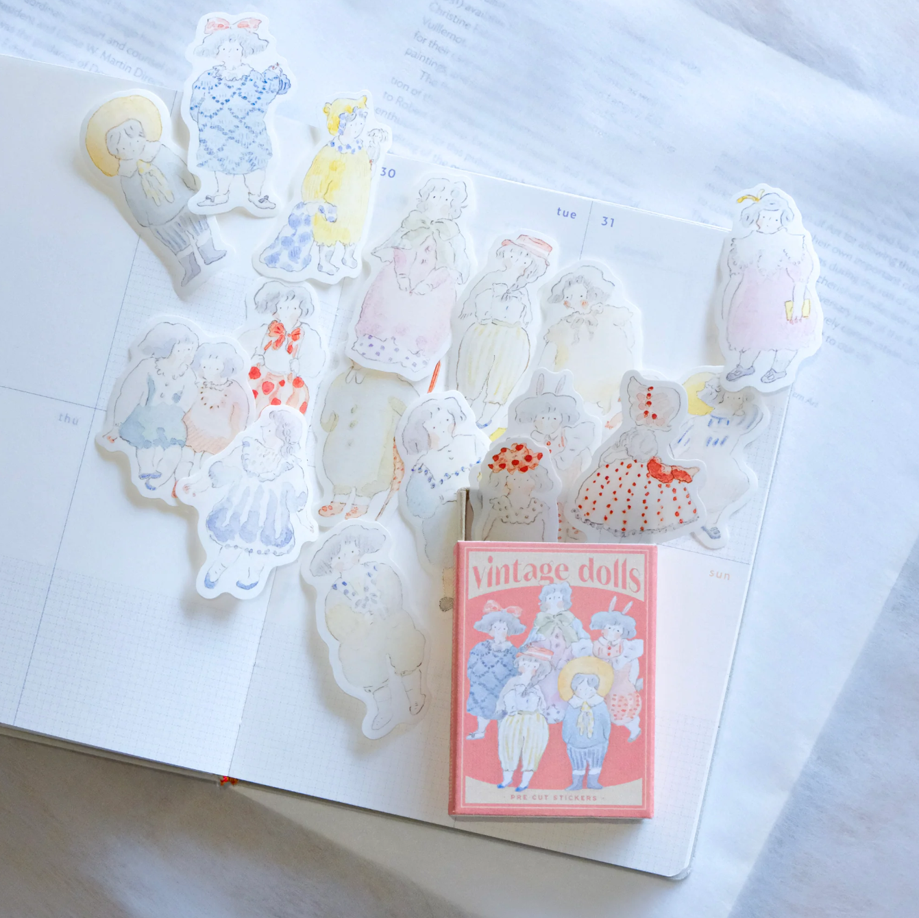 dodolulu Matchbox Flake Stickers: Vintage Dolls