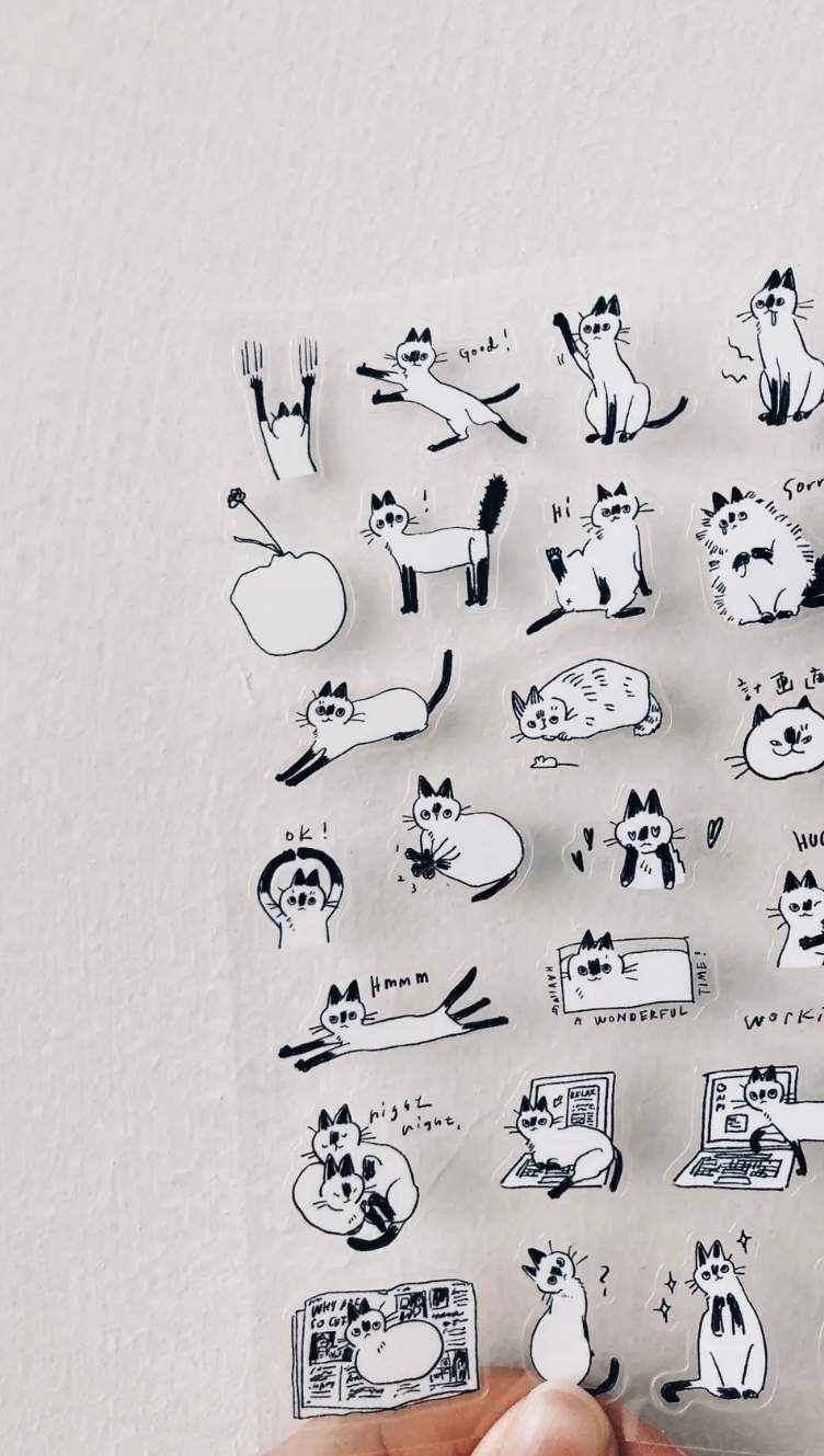 some sort of fern Little Black Face Cat Stickers