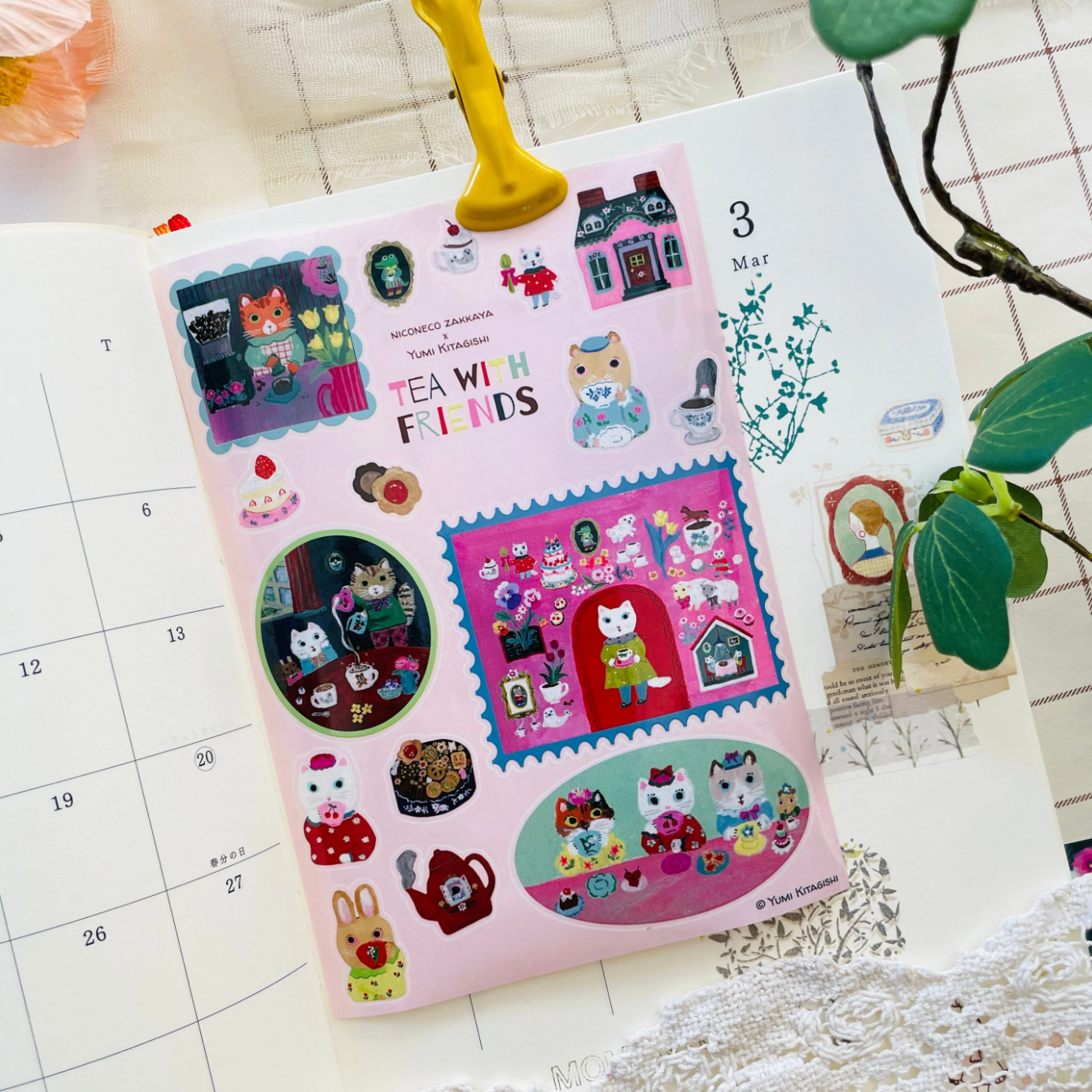 Nico Neco x Yumi Kitagishi PET Sticker: Tea with Friends