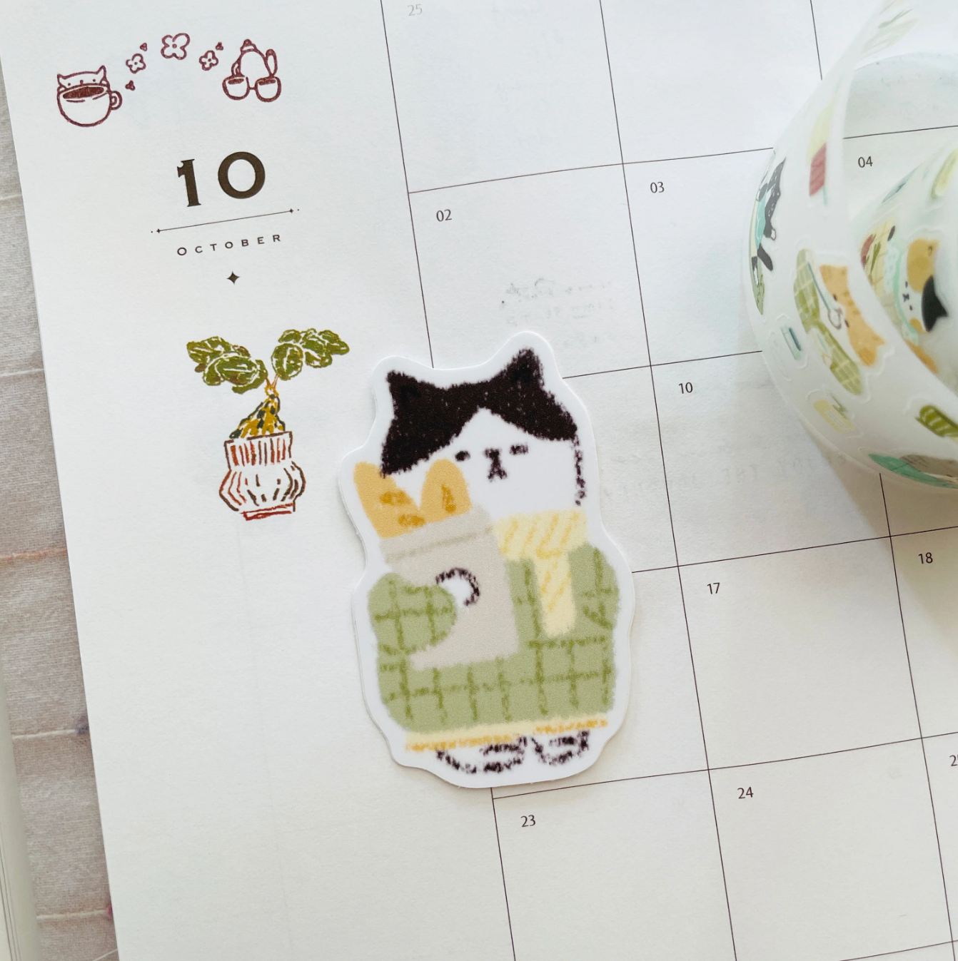 Nico Neco Neko's Daily Life Vinyl Sticker: Baguette Day