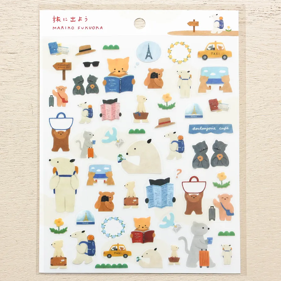 Mariko Fukuoka Sticker Sheet: Let's Go on a Trip