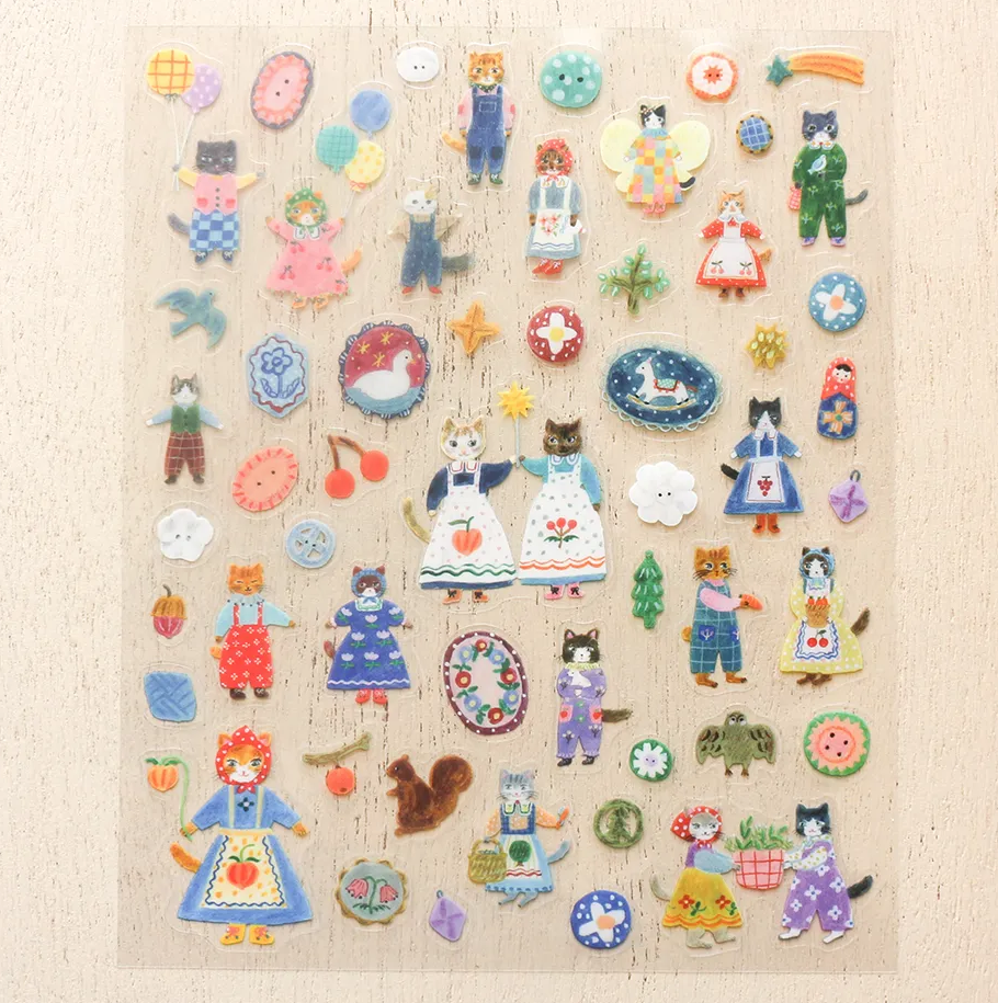 Aiko Fukawa Sticker Sheet: Cats and Buttons