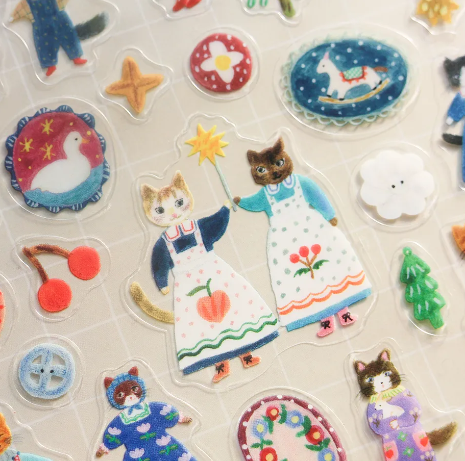 Aiko Fukawa Sticker Sheet: Cats and Buttons