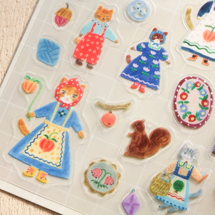Aiko Fukawa Sticker Sheet: Cats and Buttons