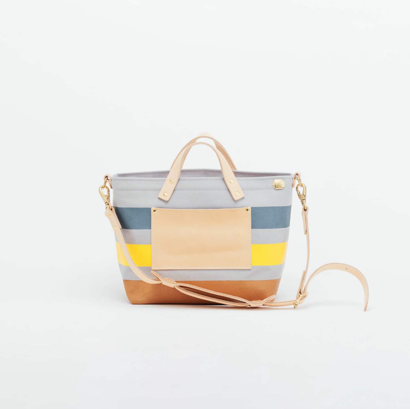 The Superior Labor-Engineer Shoulder Bag XS: Gray Canvas Stripes (Blue Grey/Blue Grey/White)