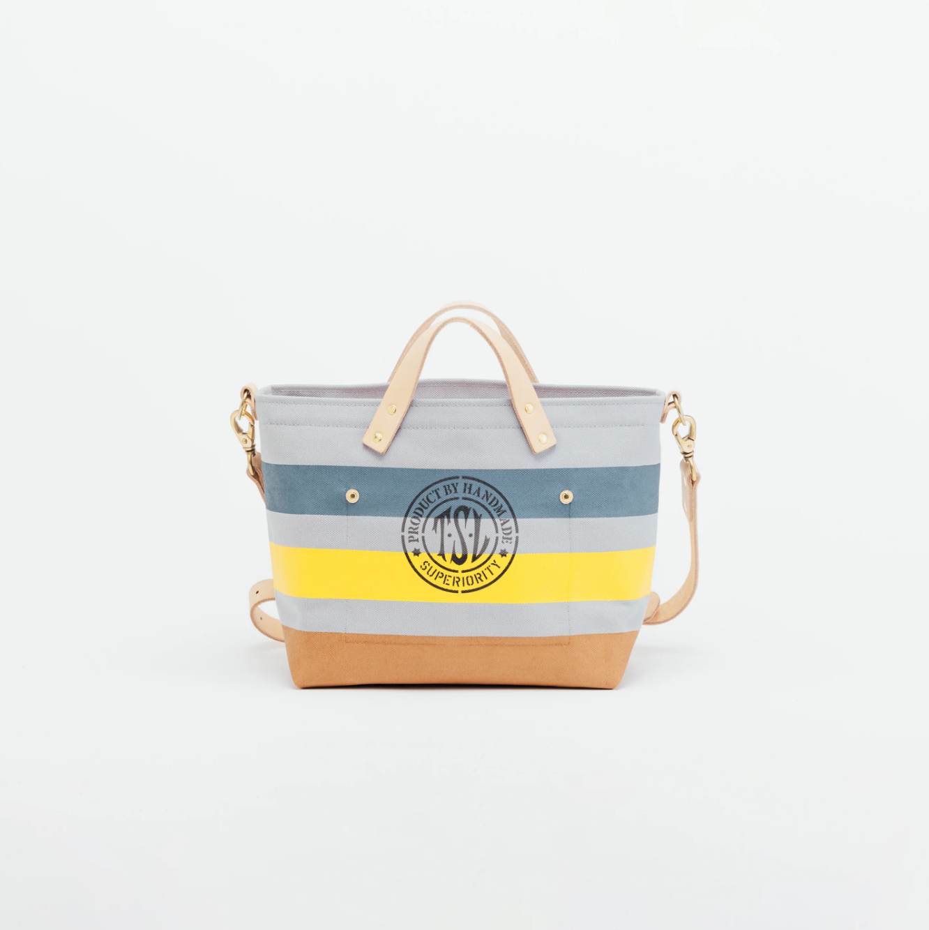 The Superior Labor-Engineer Shoulder Bag XS: Gray Canvas Stripes (Blue Grey/Blue Grey/White)