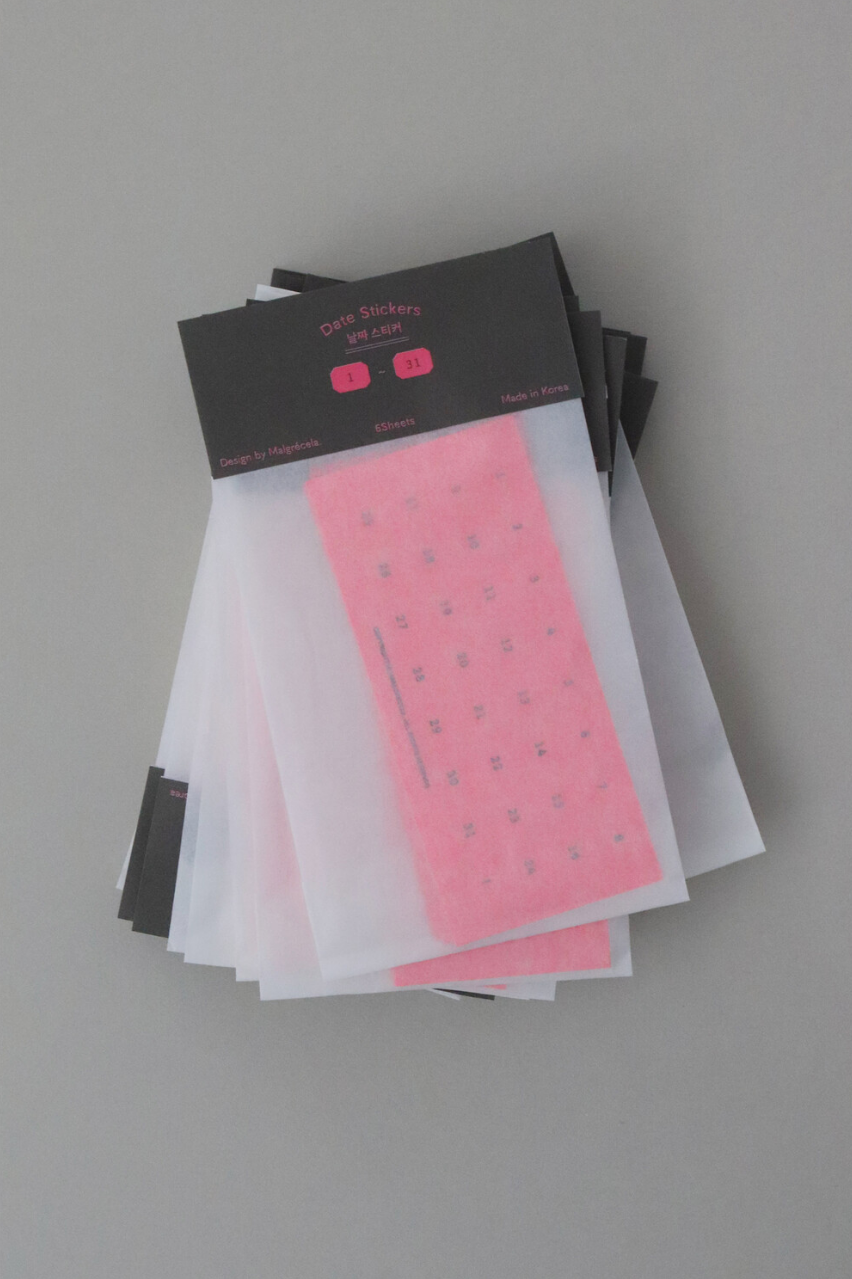 Date Stickers: Neon Pink Octagon