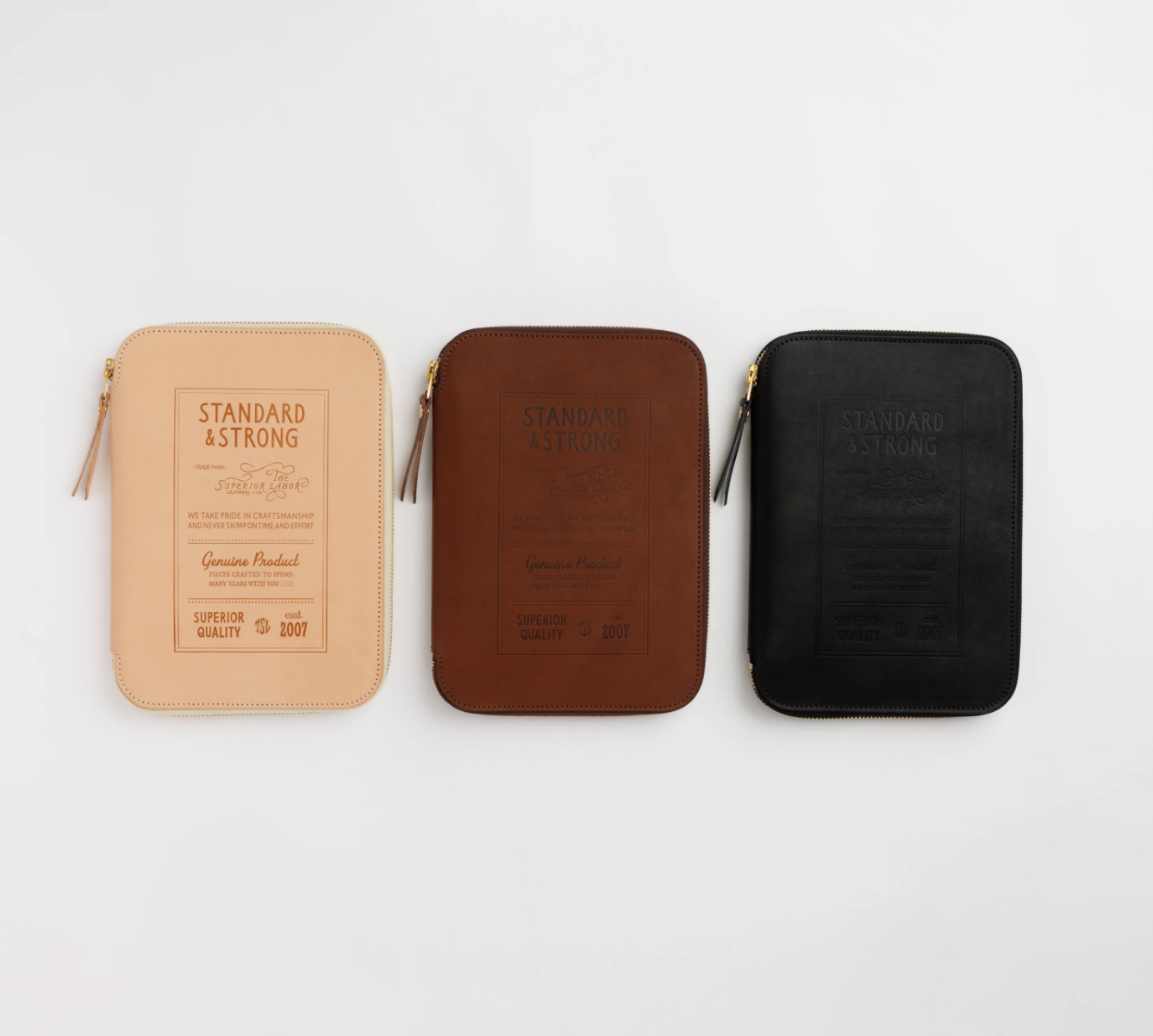 The Superior Labor: Stamped Series Zip Organizer A5 (Brown/Black)