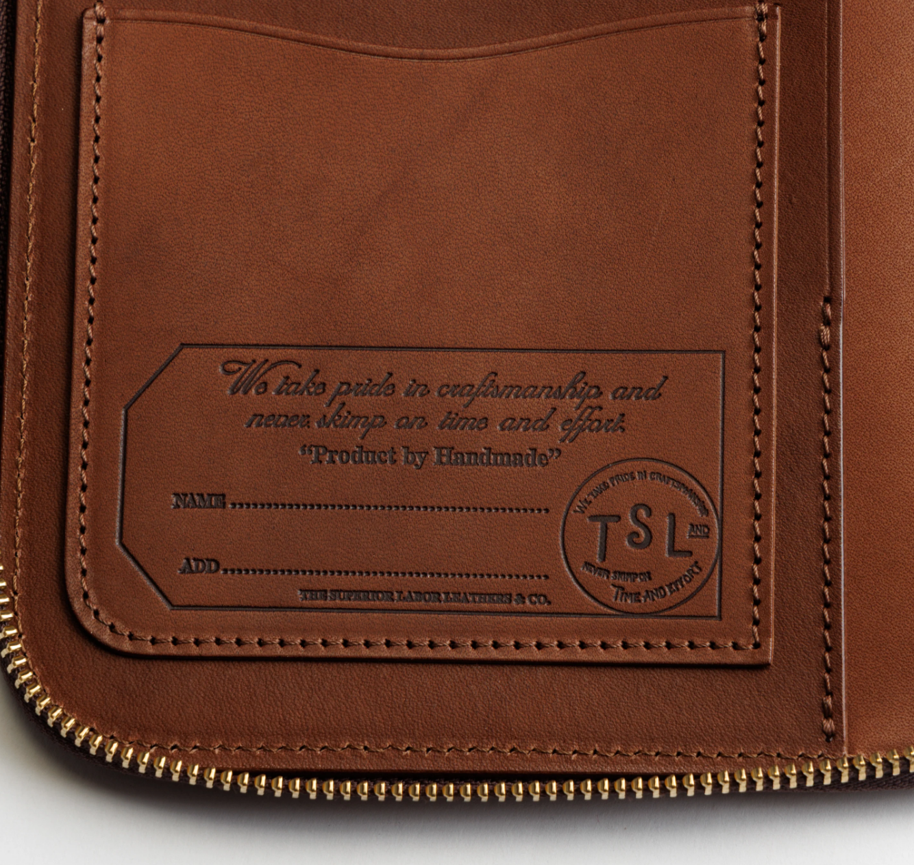 The Superior Labor: Stamped Series Zip Organizer A5 (Brown/Black)