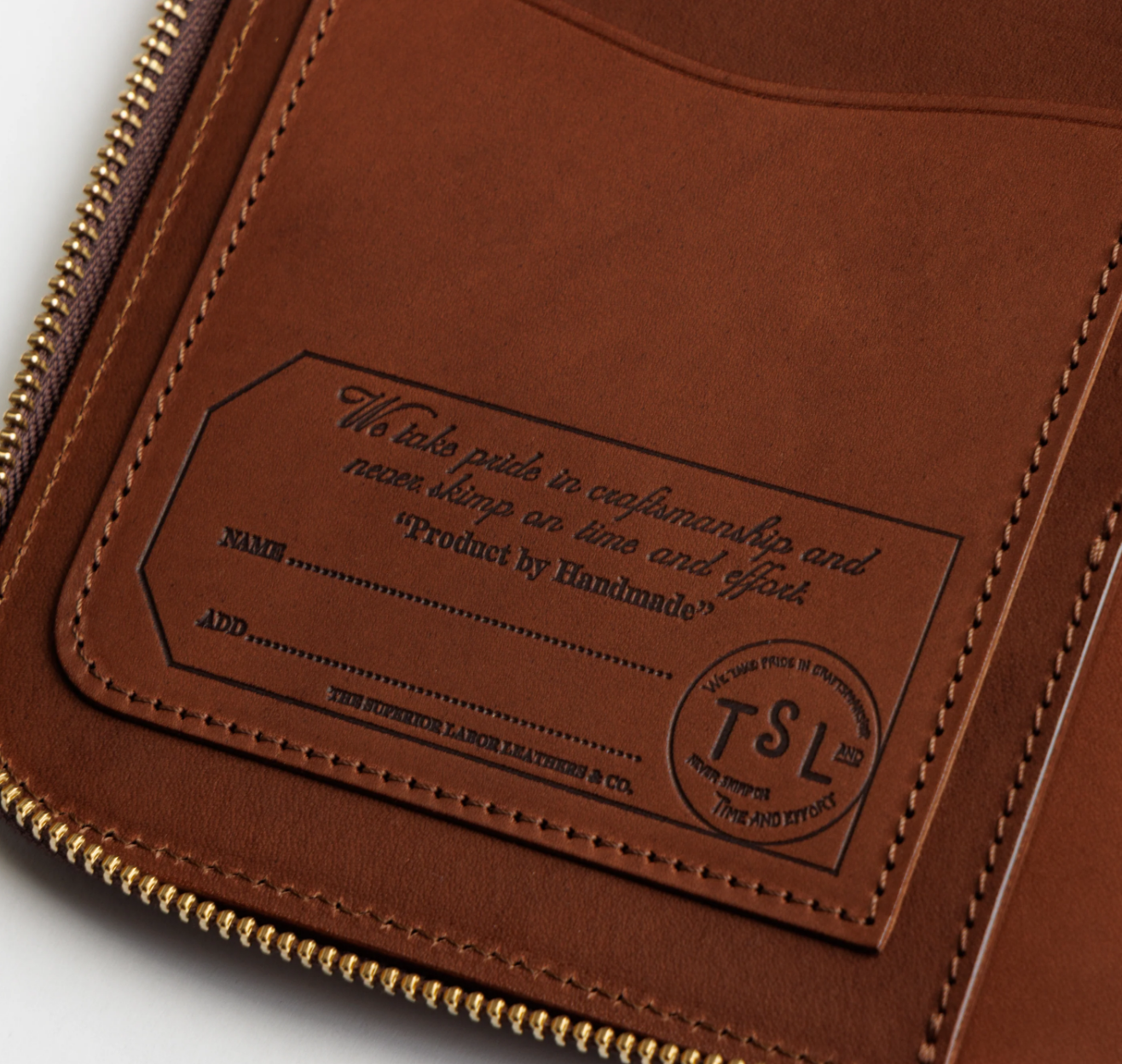 The Superior Labor: Stamped Series Zip Organizer A5 (Brown/Black)