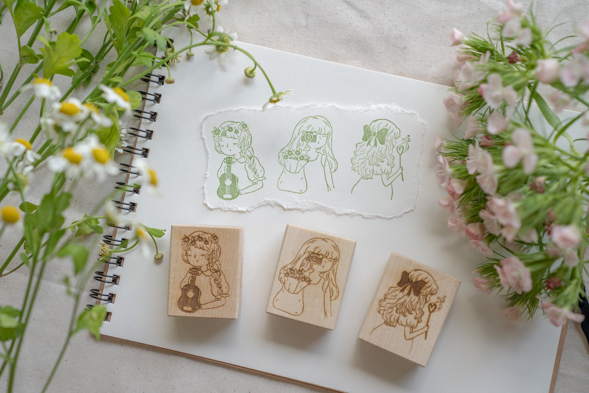 Ukulele Girl Rubber Stamp