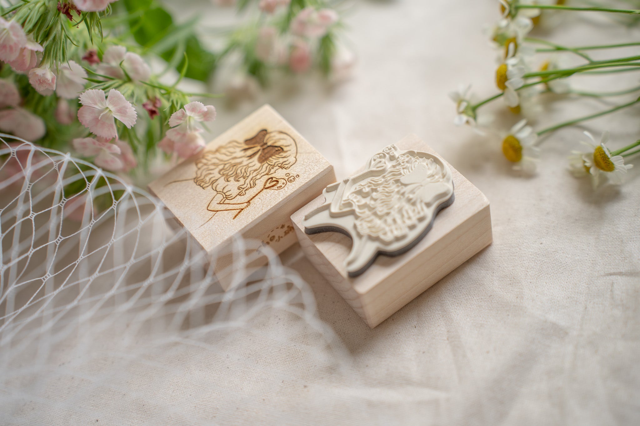 Camera Girl Rubber Stamp