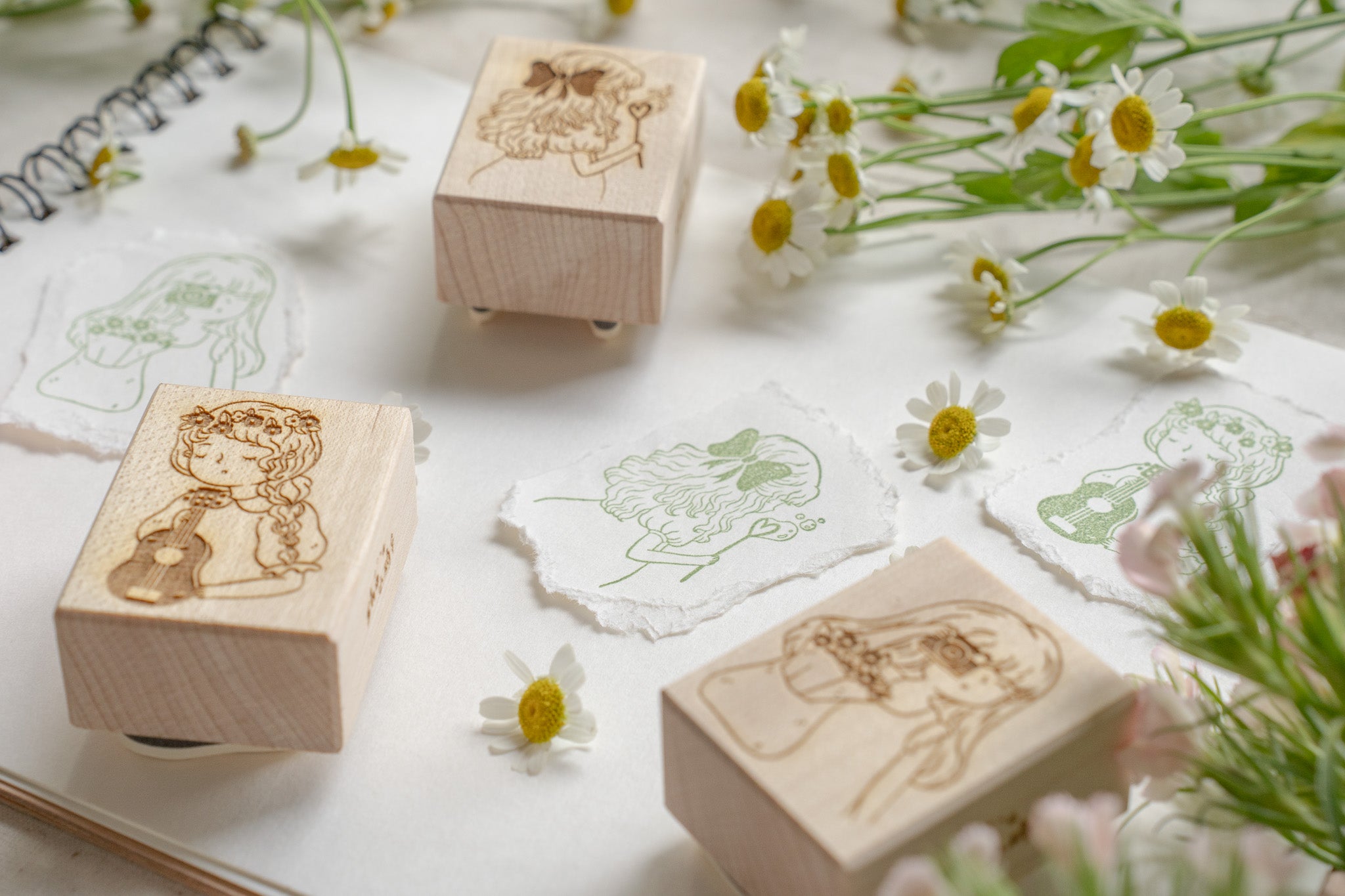 Ukulele Girl Rubber Stamp