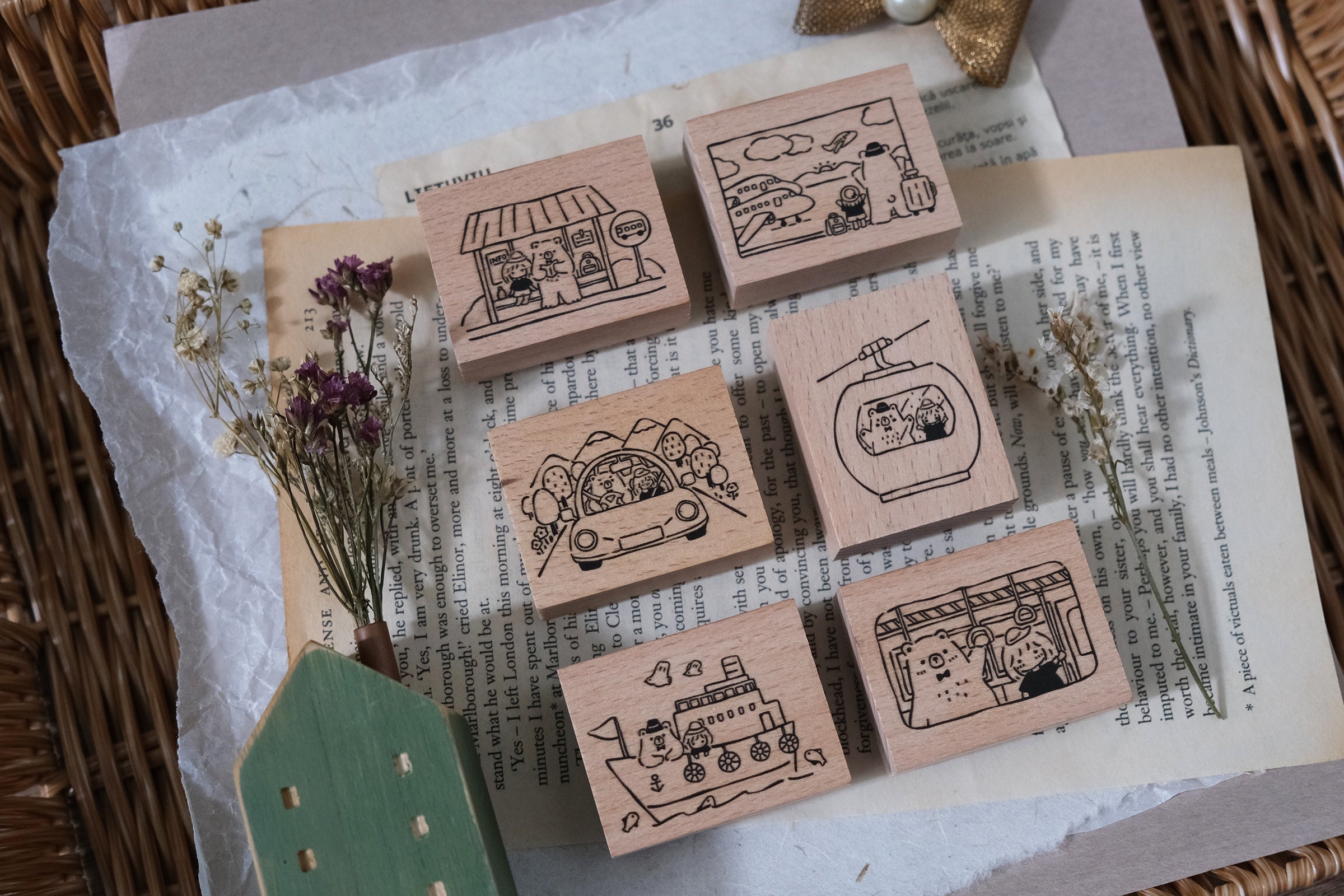 Bear & Girl: Travel Together Rubber Stamp (6 designs , sold separately)