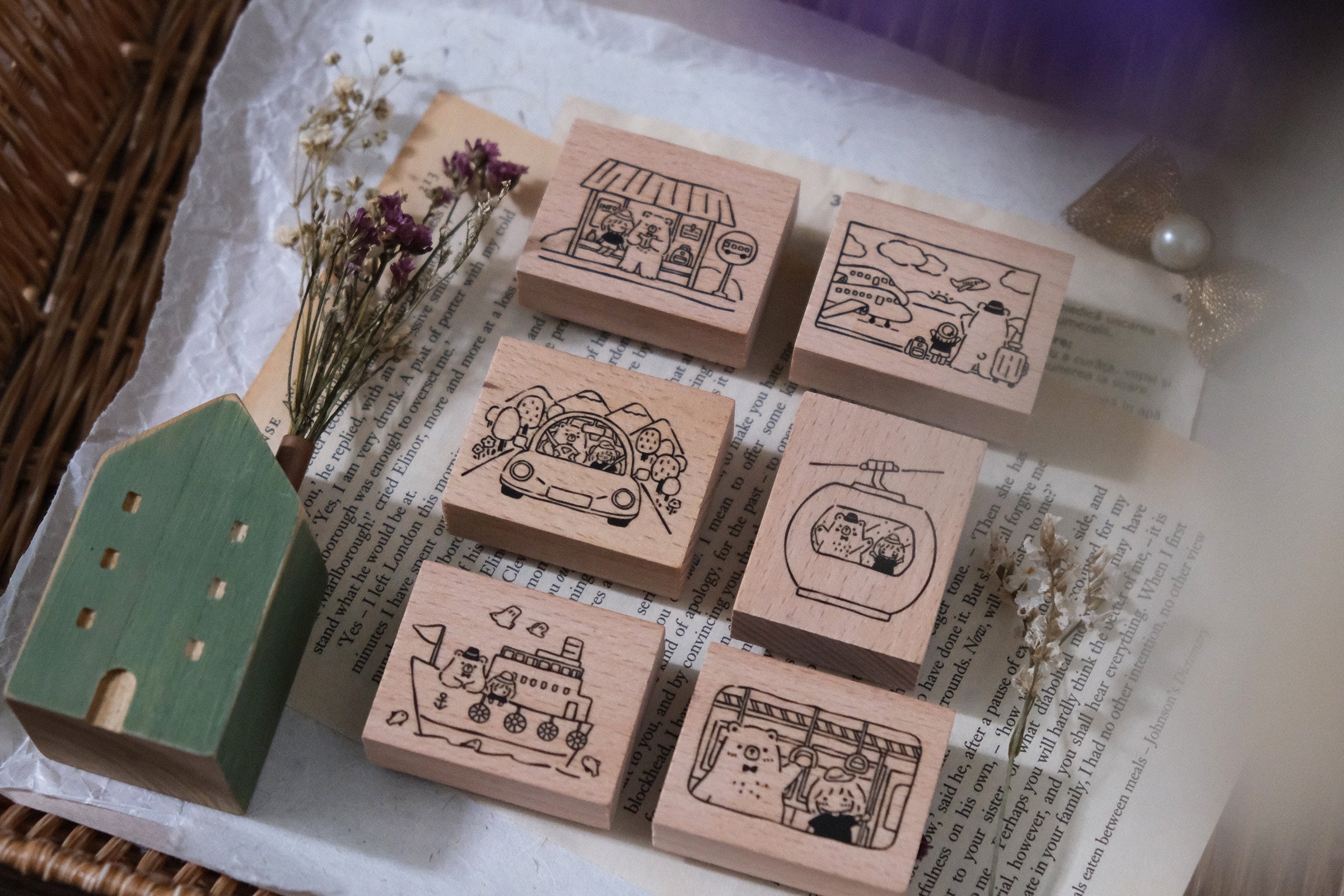 Bear & Girl: Travel Together Rubber Stamp (6 designs , sold separately)