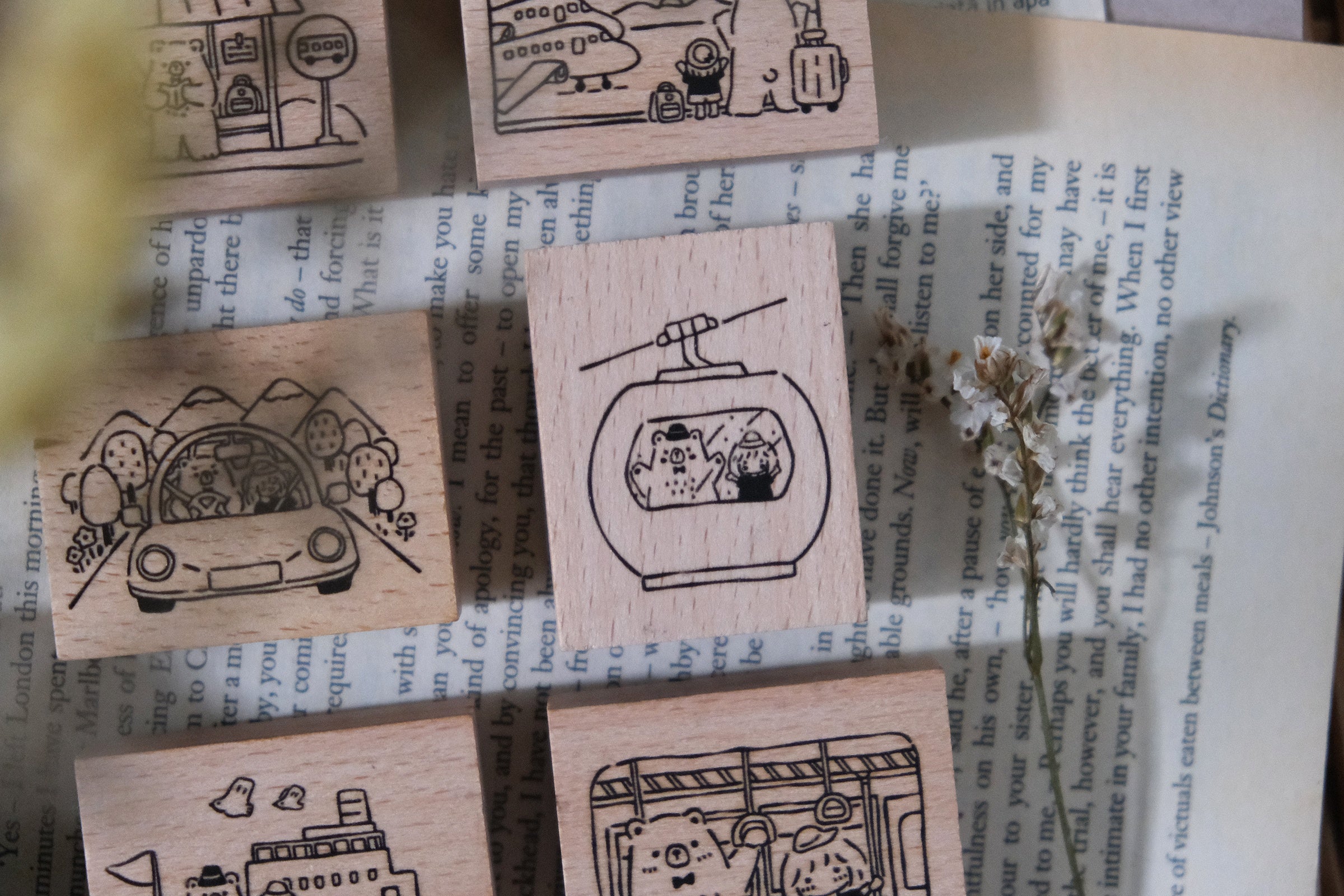 Bear & Girl: Travel Together Rubber Stamp (6 designs , sold separately)