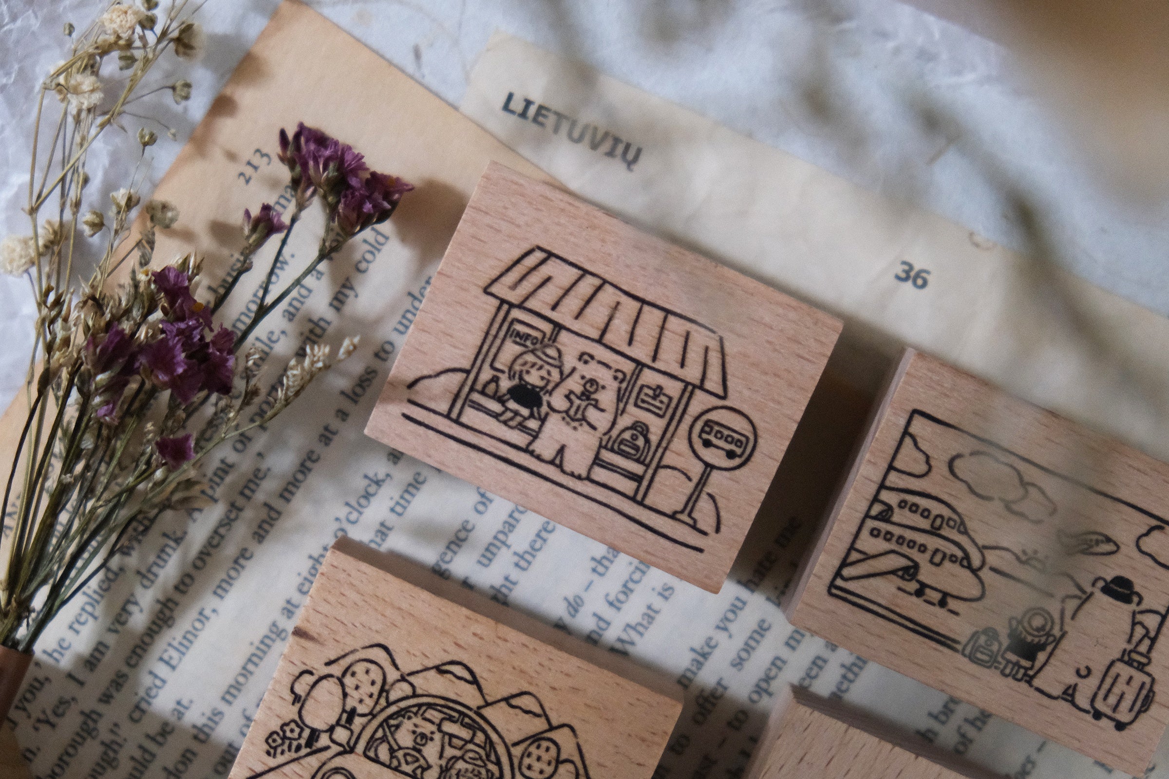 Bear & Girl: Travel Together Rubber Stamp (6 designs , sold separately)