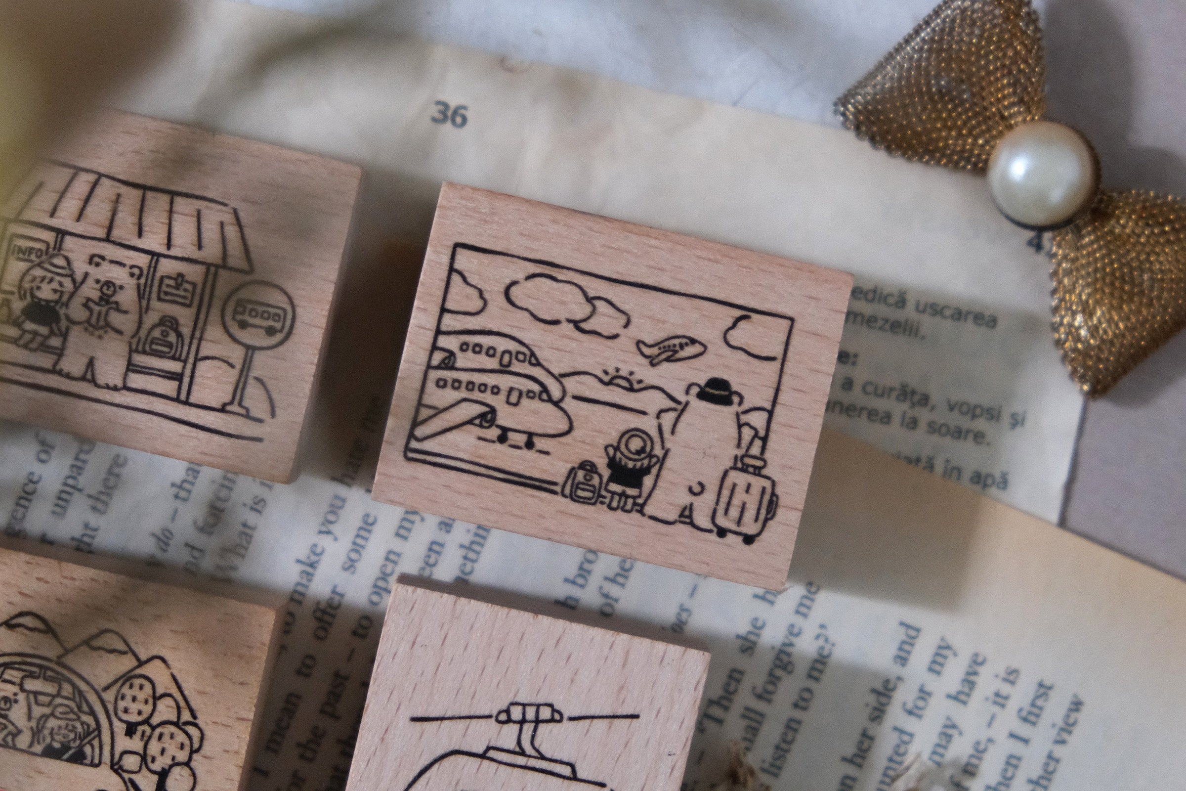 Bear & Girl: Travel Together Rubber Stamp (6 designs , sold separately)