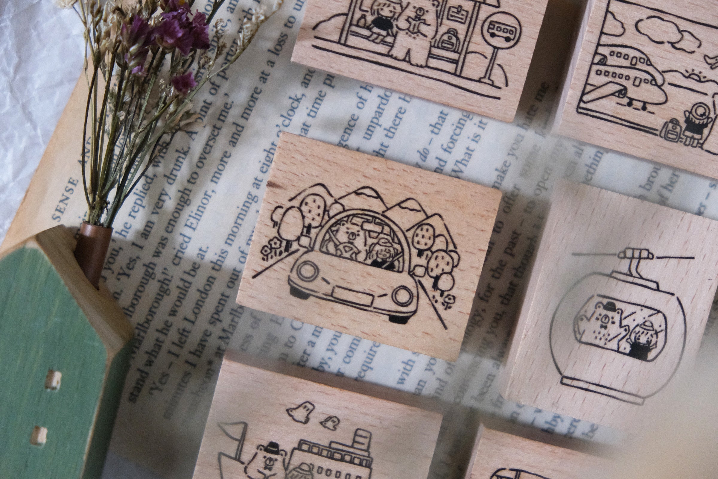 Bear & Girl: Travel Together Rubber Stamp (6 designs , sold separately)
