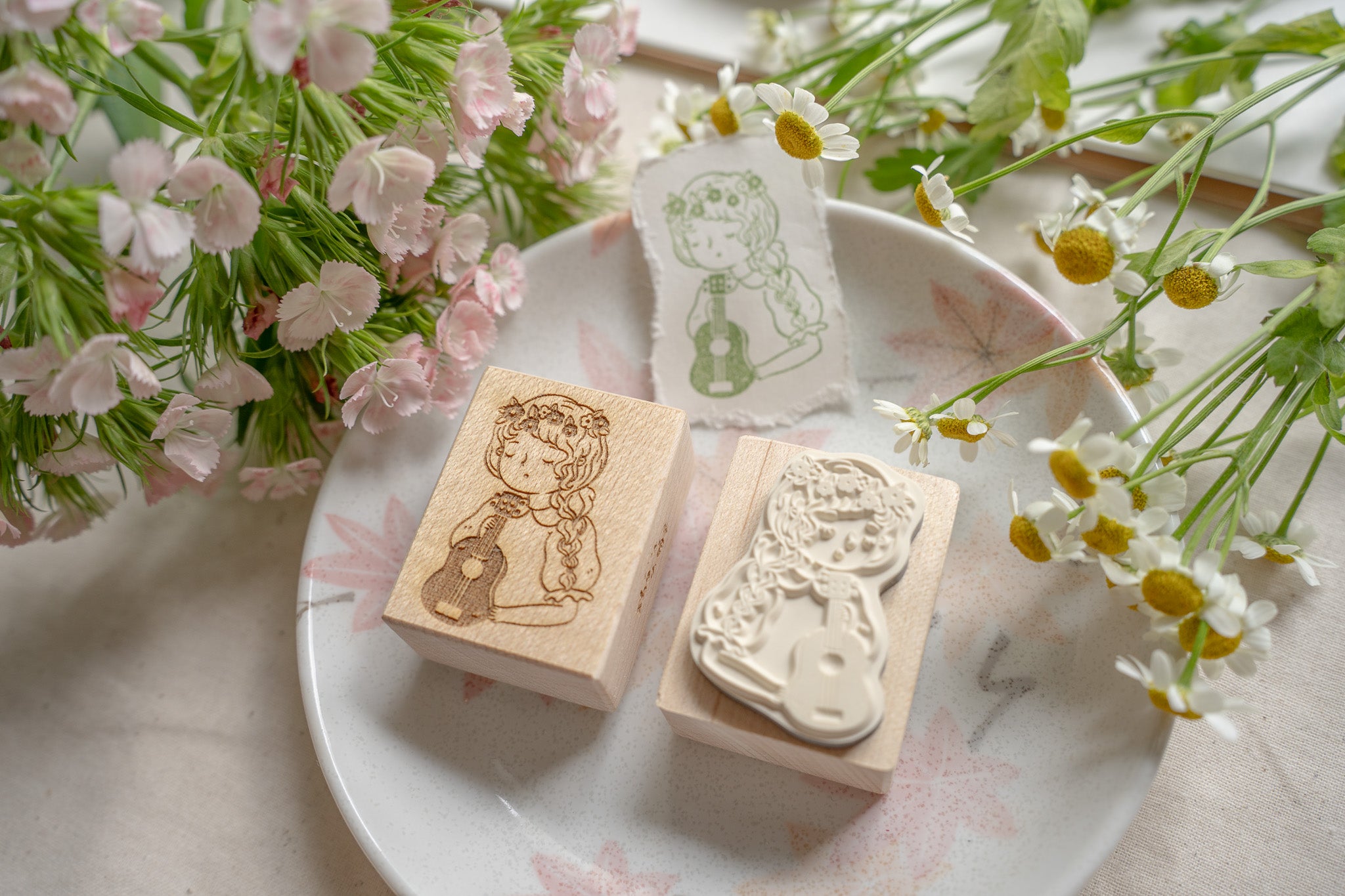 Ukulele Girl Rubber Stamp