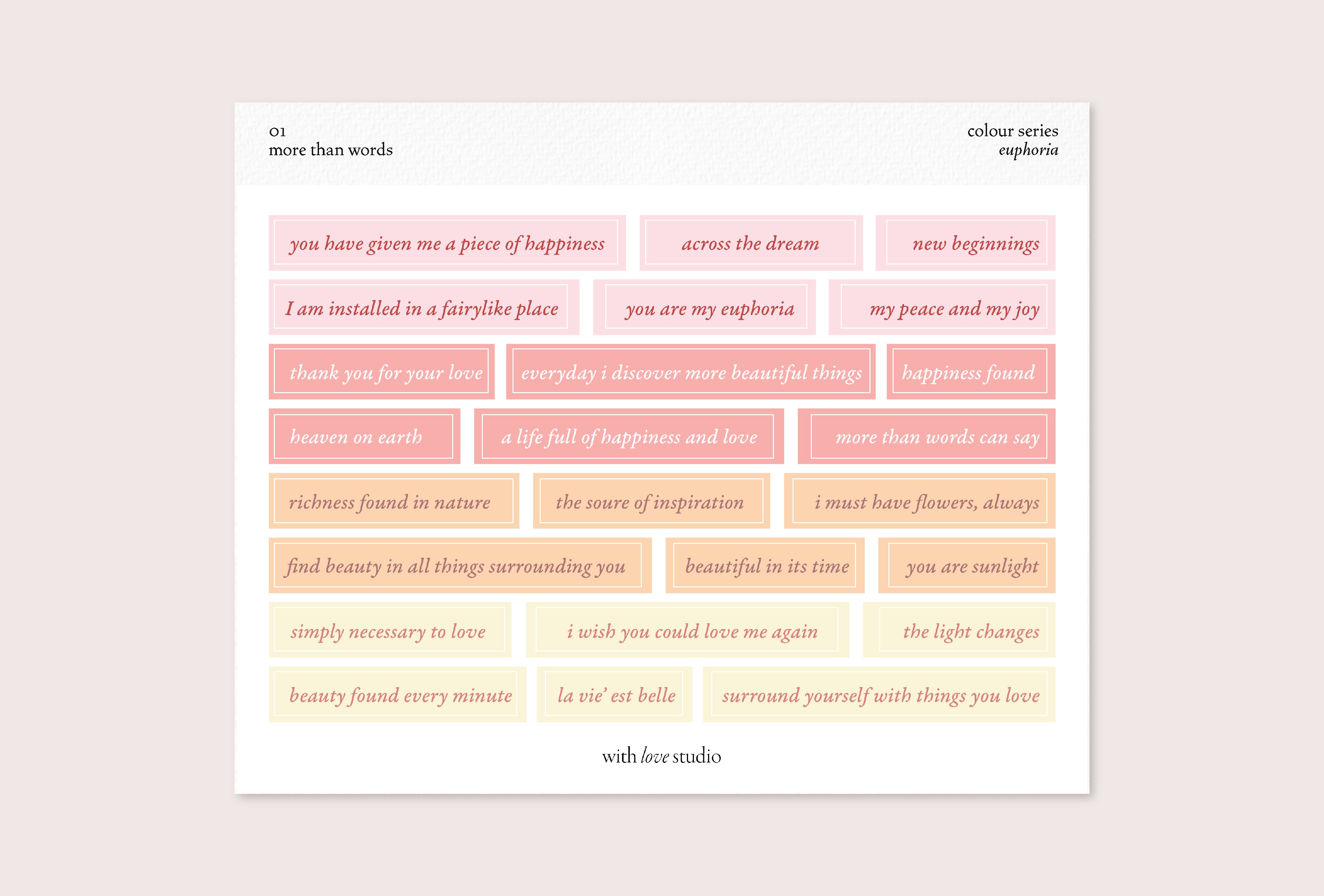 Words Colour Series Stickers Ver. 1 (3 colours)