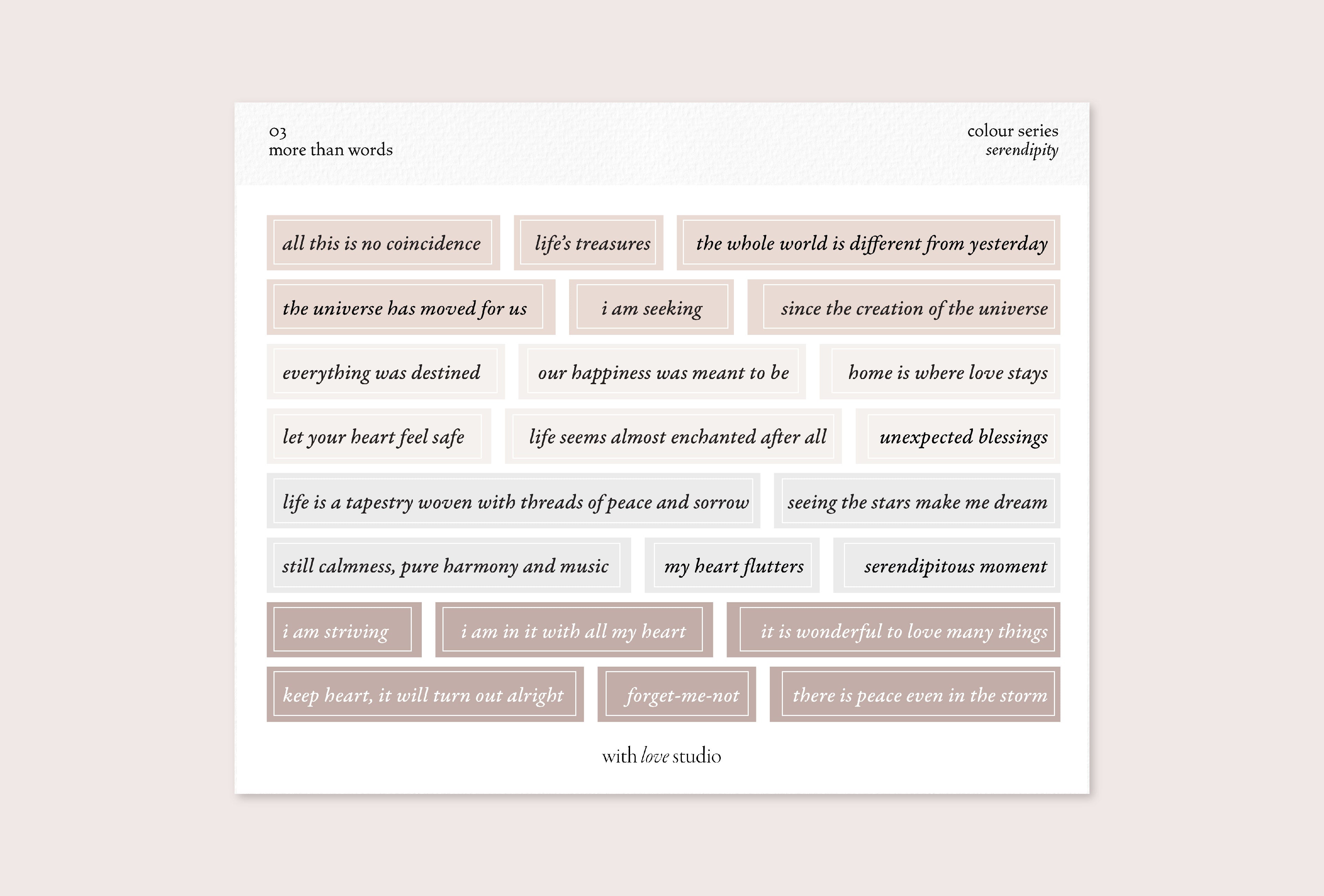 Words Colour Series Stickers Ver. 1 (3 colours)