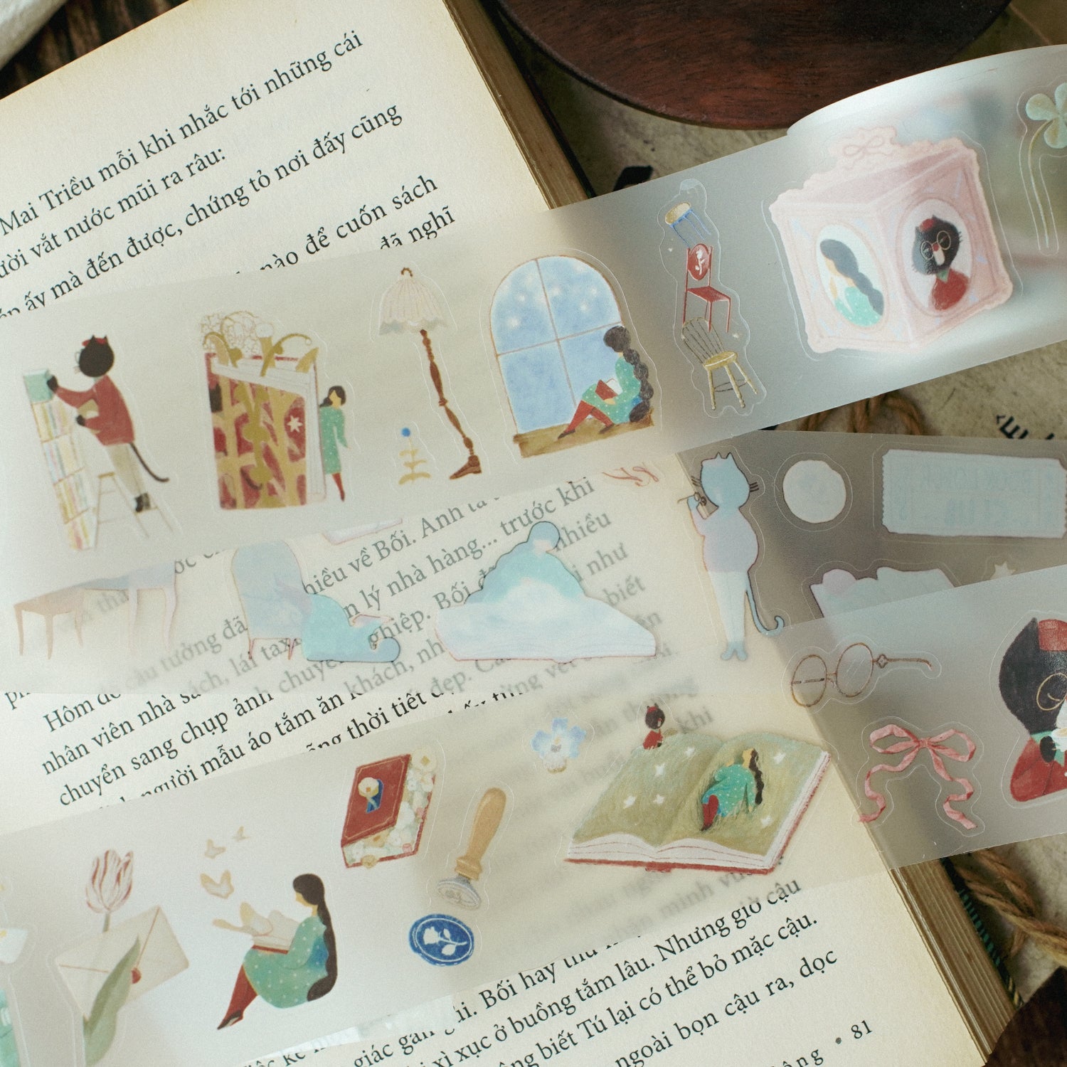 The Enchanted Library Die Cut PET Tape Stickers