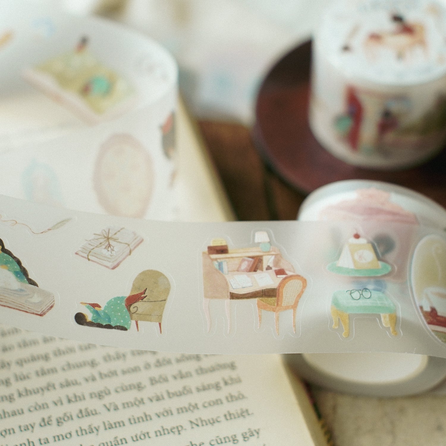 The Enchanted Library Die Cut PET Tape Stickers
