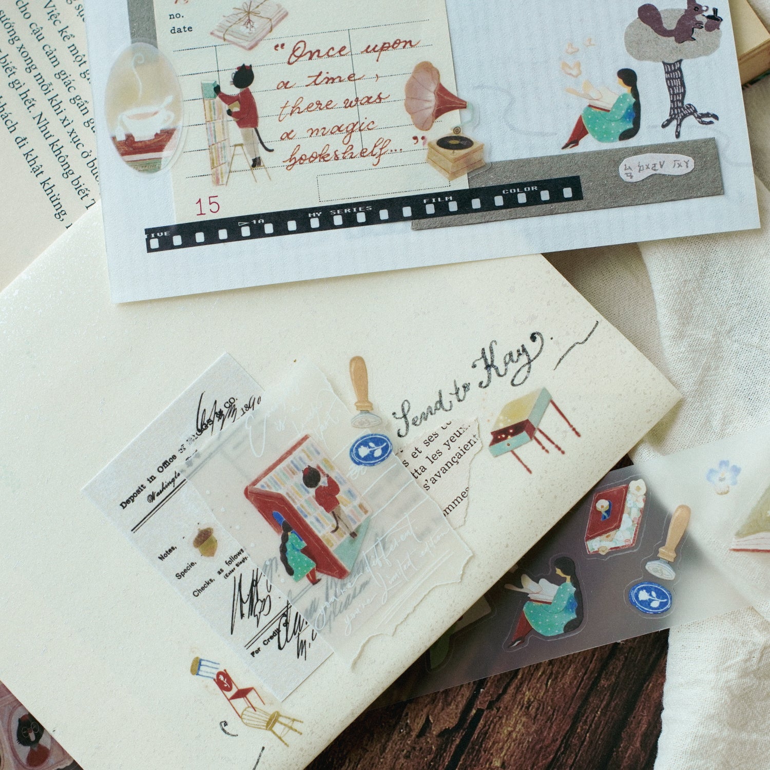 The Enchanted Library Die Cut PET Tape Stickers