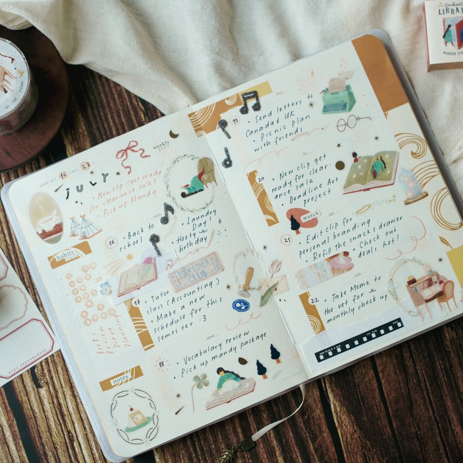 The Enchanted Library Die Cut PET Tape Stickers