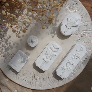 Vol. 5 One Flower One Prayer: Handmade Stone Seal Stamps (5 designs) - Smidapaper Ikigai Shop