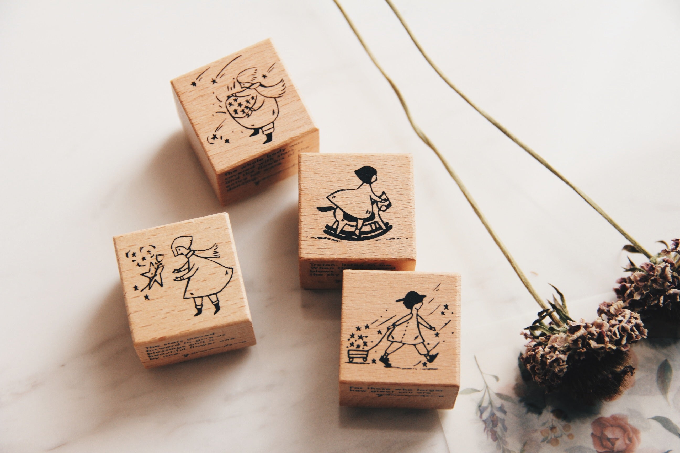 Yamadoro Star/ Trojan/ Girl Rubber Stamp (set of 4) - Smidapaper Ikigai Shop