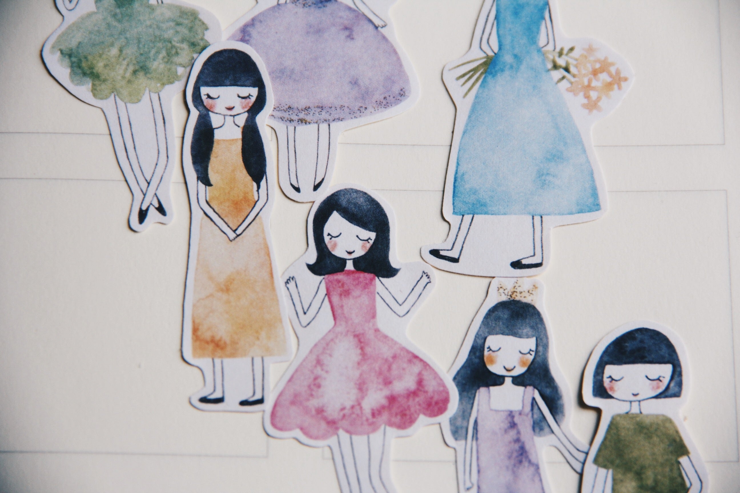msbulat Sleepwalking Girls Stickers - Smidapaper Ikigai Shop
