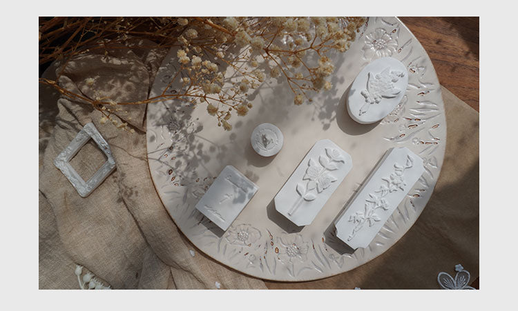 Vol. 5 One Flower One Prayer: Handmade Stone Seal Stamps (5 designs) - Smidapaper Ikigai Shop