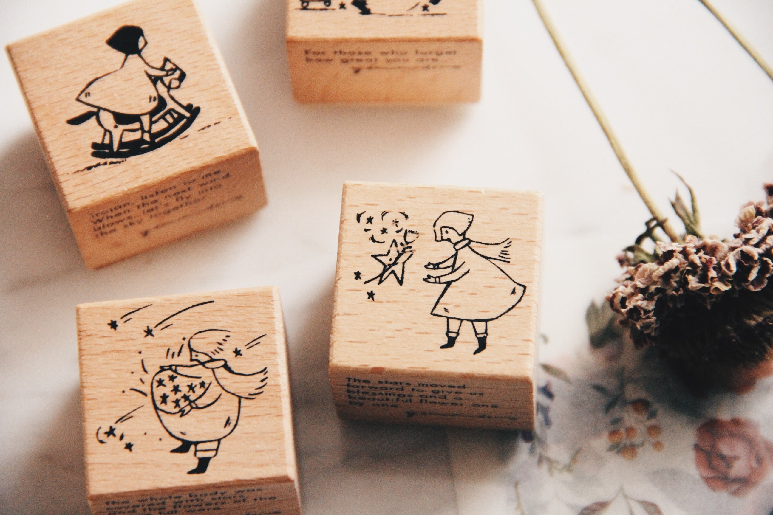 Yamadoro Star/ Trojan/ Girl Rubber Stamp (set of 4) - Smidapaper Ikigai Shop