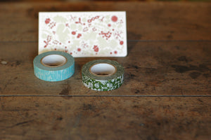 Classiky Forest Squirrel Green + Blue Flower Washi Tape (Set of 2) - Smidapaper Ikigai Shop