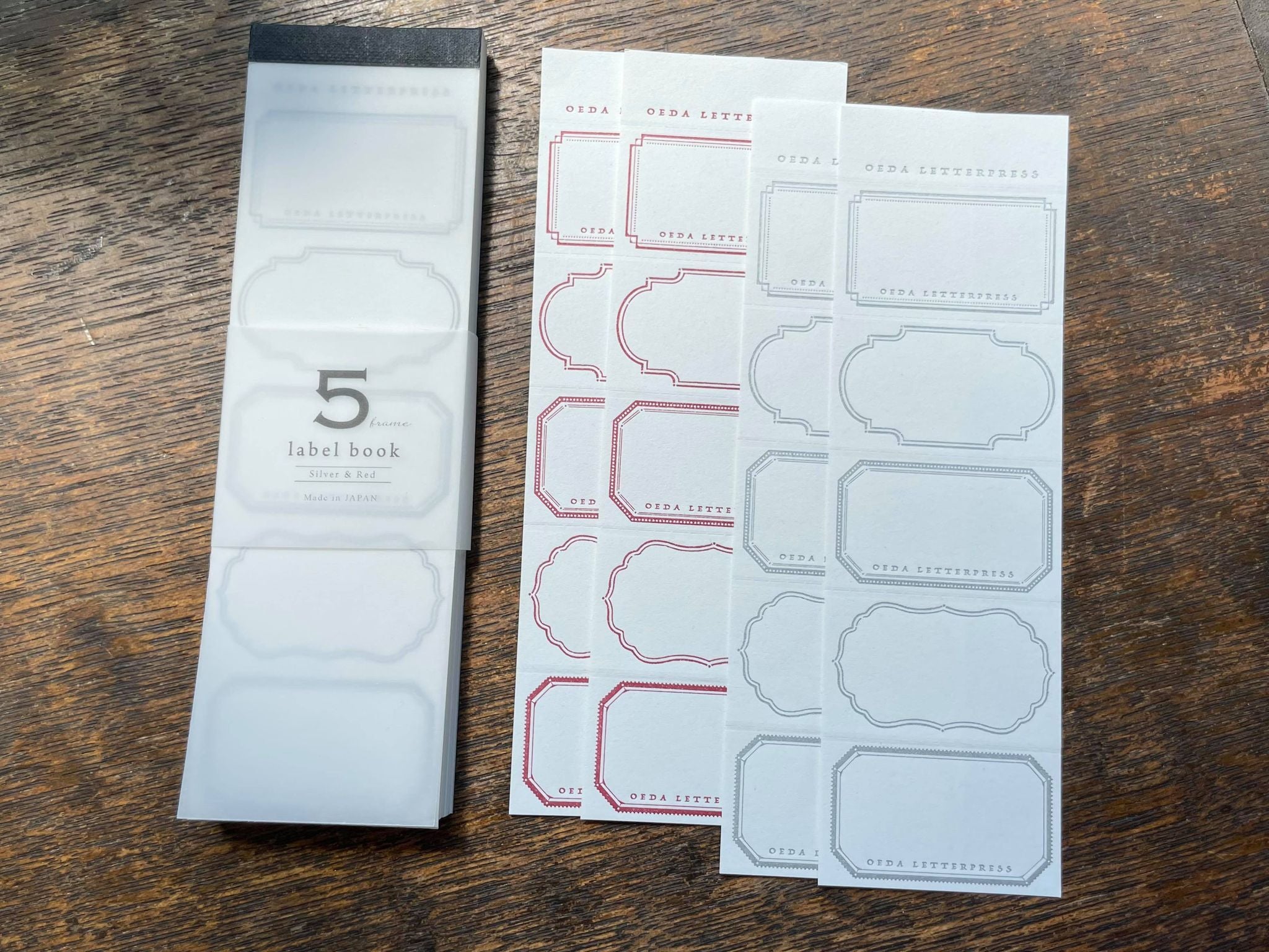 Oeda Letterpress 5 Frame Label Book: Frame (3 Colours) - Smidapaper Ikigai Shop