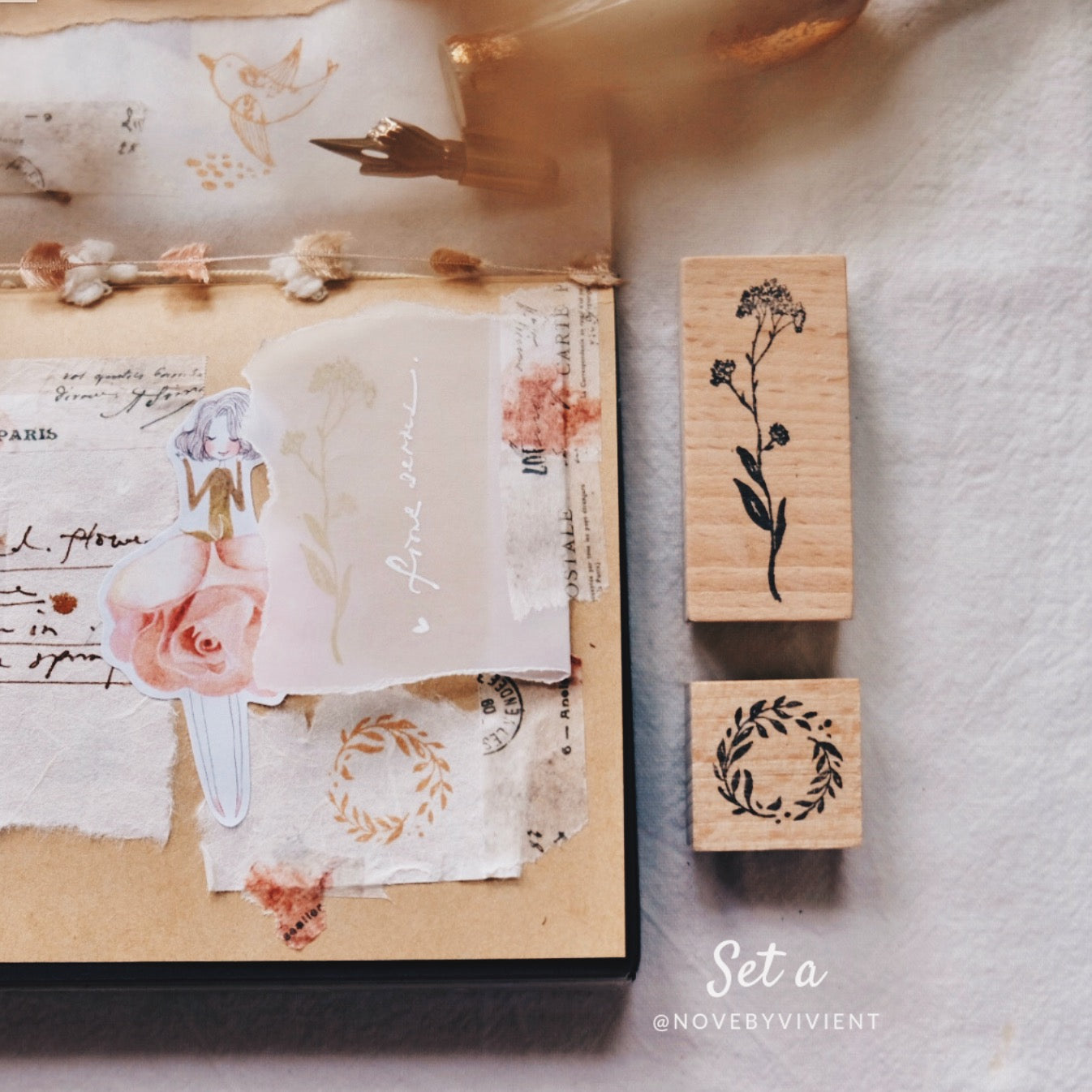 Nove Springtime Rubber Stamp Set A (set of 2) - Smidapaper Ikigai Shop
