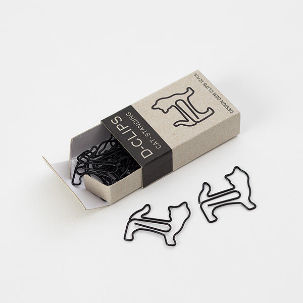 Midori D-Clips Cat Standing (Black) - Smidapaper Ikigai Shop
