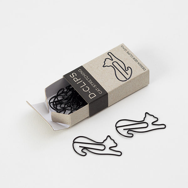 Midori D-Clips Cat Stretching (Black) - Smidapaper Ikigai Shop