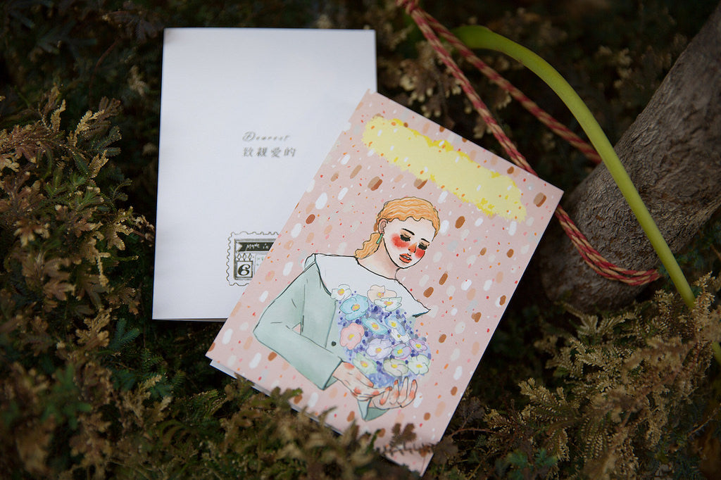 La Dolce Vita Small White Flower A6 Greeting Card - Smidapaper Ikigai Shop
